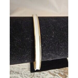 Vintage Napier Gold Tone & White Enamel Bangle Bracelet Stack #129